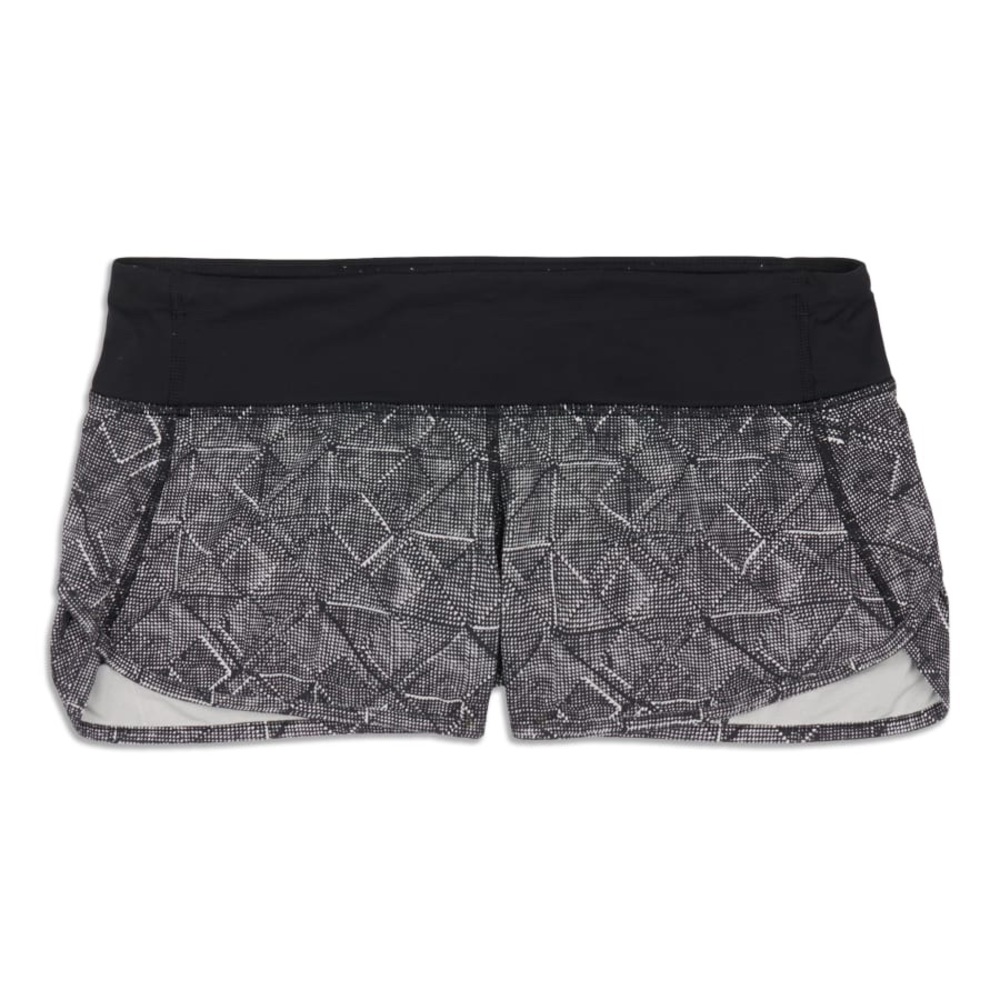 Lululemon 2.5” Speed Short - Size 8 - Black / White Geometric Pattern